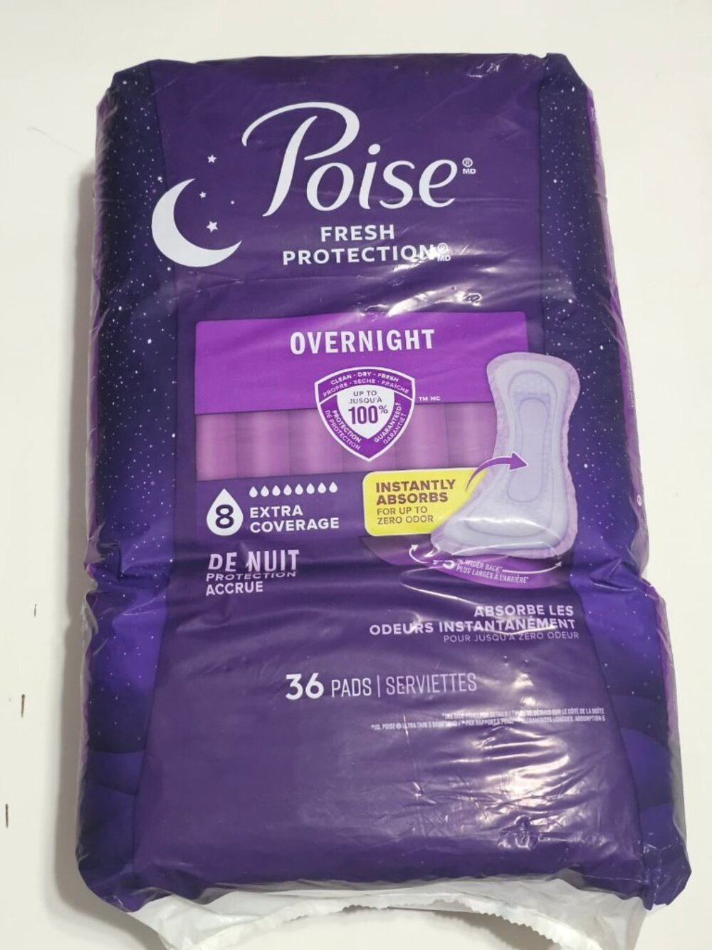 Poise Women's Overnight Incontinence Pads Ultimate Absorbency Extra Coverage 36